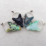 Natural Chrysocolla Carved Wolf Head Pendant Sterling Silver Charm Making