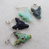 Natural Chrysocolla Carved Wolf Head Pendant Sterling Silver Charm Making