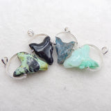 Natural Chrysocolla Carved Wolf Head Pendant Sterling Silver Charm Making