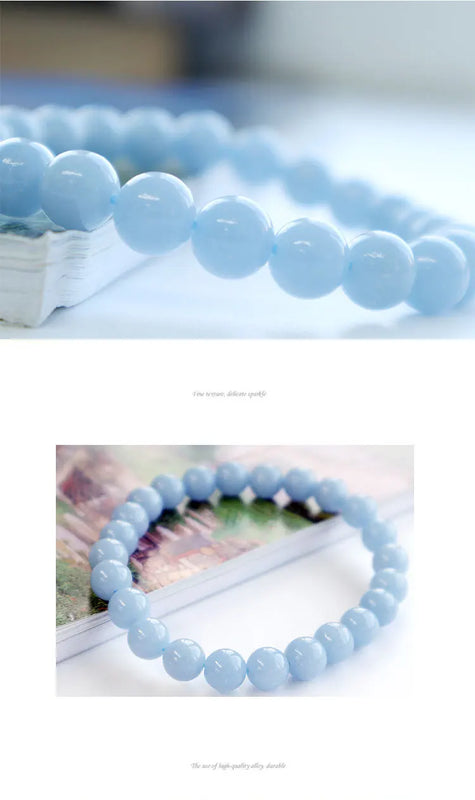 Natural AA Angelite Bracelet 6mm 8mm 10mm 12mm Round Gemstone Beads