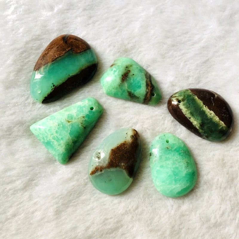 Natural Chrysoprase Bead Pendant, Irregular Gem Stone Pendant, 30mm+