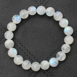 Natural Rainbow Moonstone Round Gemstone Bracelet 18.5cm