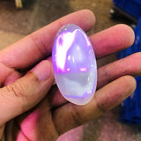 Natural Selenite Palm Cat Eye Stone Healing Chakra Mineral Rock Reiki 30-40mm
