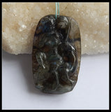 Labradorite Carved Front Drilled Necklace Pendant 54x33x11mm