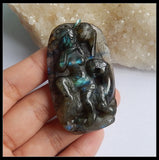 Labradorite Carved Front Drilled Necklace Pendant 54x33x11mm