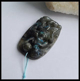 Labradorite Carved Front Drilled Necklace Pendant 54x33x11mm