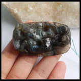 Labradorite Carved Front Drilled Necklace Pendant 54x33x11mm