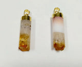 Natural Yellow Citrine Drusy Tube Pendant for Jewelry Making