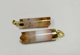Natural Yellow Citrine Drusy Tube Pendant for Jewelry Making