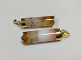 Natural Yellow Citrine Drusy Tube Pendant for Jewelry Making