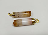 Natural Yellow Citrine Drusy Tube Pendant for Jewelry Making