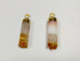 Natural Yellow Citrine Drusy Tube Pendant for Jewelry Making