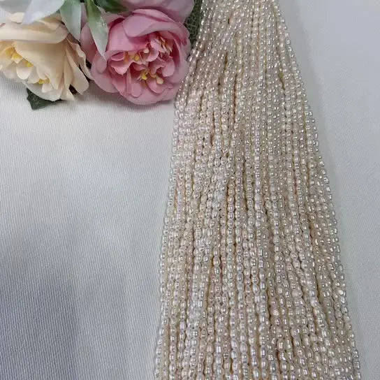 2-2.5mm Small Pearl A Rice Shape Freshwater Real Pearl Strand For Jewelry