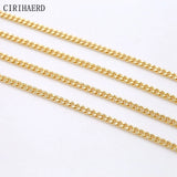 2/3/4mm Wide 14k Brass Plated Chain DIY Jewelry Accessories