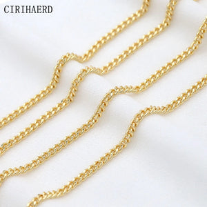 2/3/4mm Wide 14k Brass Plated Chain DIY Jewelry Accessories