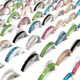 Multi-colored Zircon Stainless Steel Rings Couples Wedding Jewelry