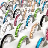 Multi-colored Zircon Stainless Steel Rings Couples Wedding Jewelry