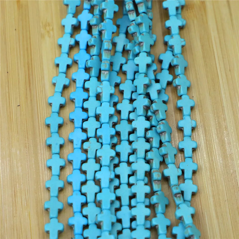 20 Turquoise Beads Natural Stone Bracelet Cross Shape Jewelry Accessory