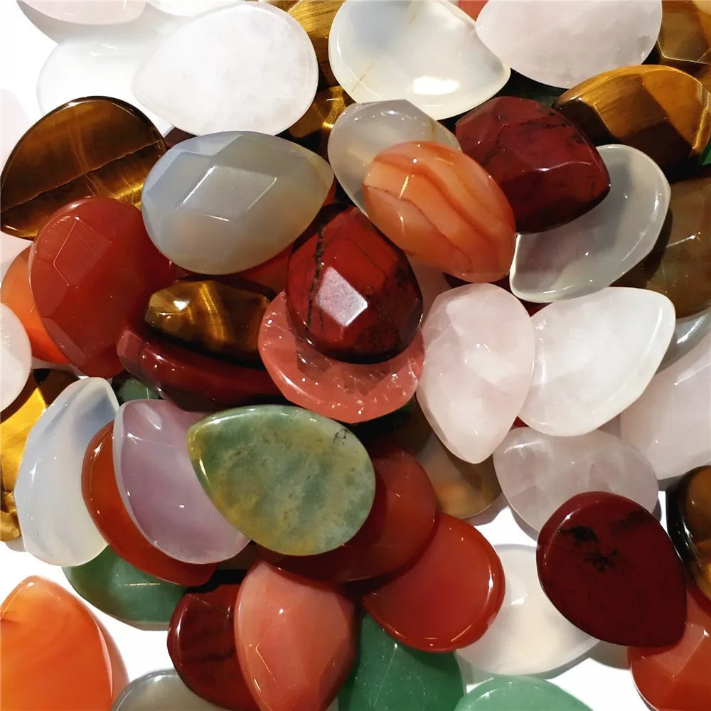 20pc Multi-Color Oval Jewelry Beads DIY Stone Ring Face