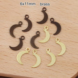 200 Pcs Metal Moon Charms 6x11mm Raw Brass Silver Color DIY Crafts Supplies
