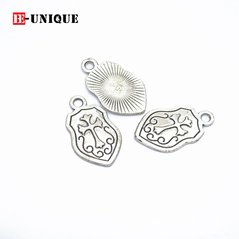 200pcs Cross Shield Pendant Christian Religious Rosary Centerpiece Charms