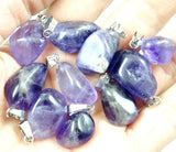 Natural Stone Purple Crystal Charm Pendant for Women Jewelry 24Pcs