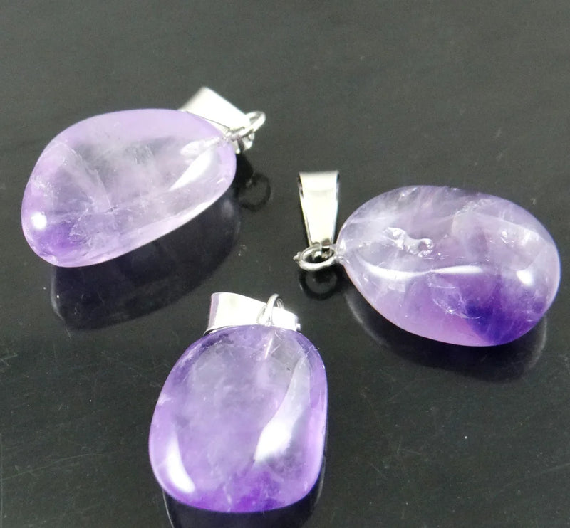 Natural Stone Purple Crystal Charm Pendant for Women Jewelry 24Pcs