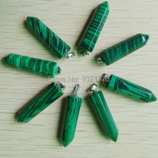 12pcs/lot Malachite Stone Pendulum Point Pendants