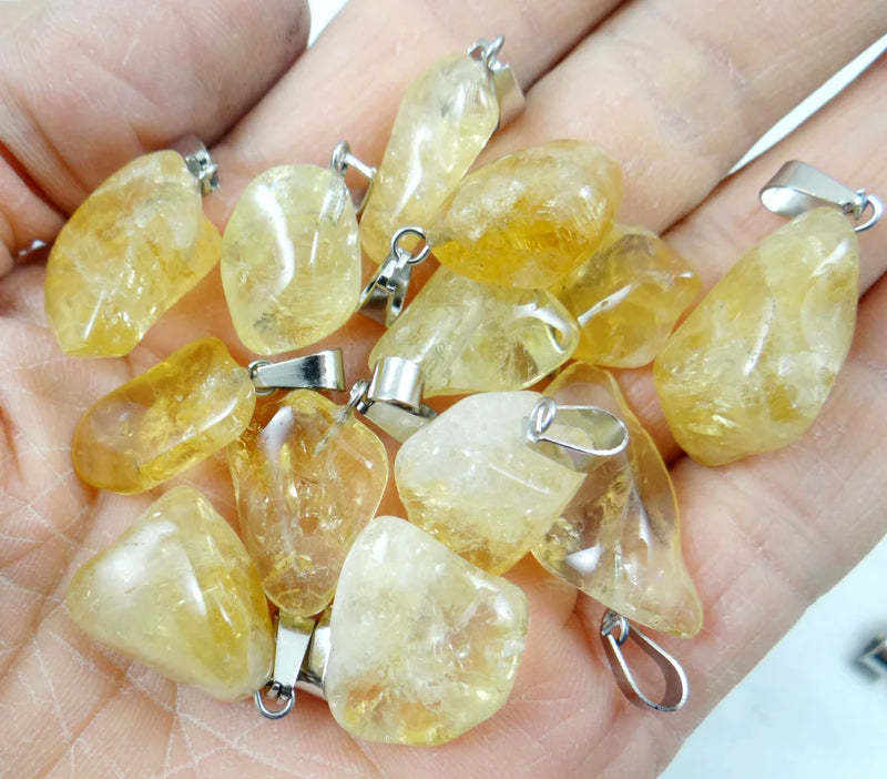 Natural Stone Citrine Irregular Charm Pendant for Jewelry Making