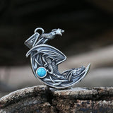 Sleeping Dragon Moon Pendant Necklace With Natural Stones
