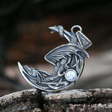 Sleeping Dragon Moon Pendant Necklace With Natural Stones