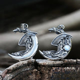 Sleeping Dragon Moon Pendant Necklace With Natural Stones