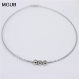 Stainless Steel Beaded Collar Necklace for Women