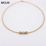Stainless Steel Beaded Collar Necklace for Women