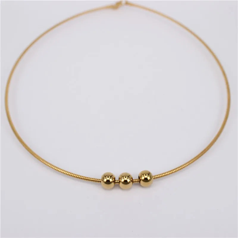 Stainless Steel Beaded Collar Necklace for Women