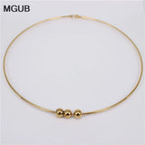 Stainless Steel Beaded Collar Necklace for Women