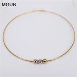 Stainless Steel Beaded Collar Necklace for Women