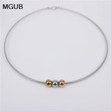Stainless Steel Beaded Collar Necklace for Women
