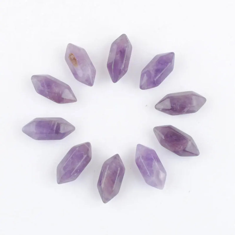20Pcs Hexagonal Amethysts No Hole Pendant Beads TU3391