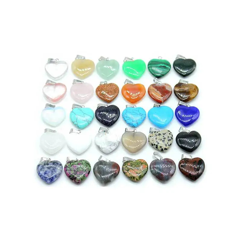 20Pcs Heart Stone Charm Pendant for Jewelry Making 16MM 20MM
