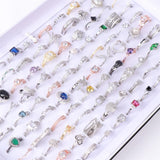 20Pcs Micro-Inlaid Zircon Rings Mix Style High-Quality Wedding Jewelry