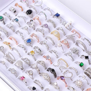 20Pcs Micro-Inlaid Zircon Rings Mix Style High-Quality Wedding Jewelry