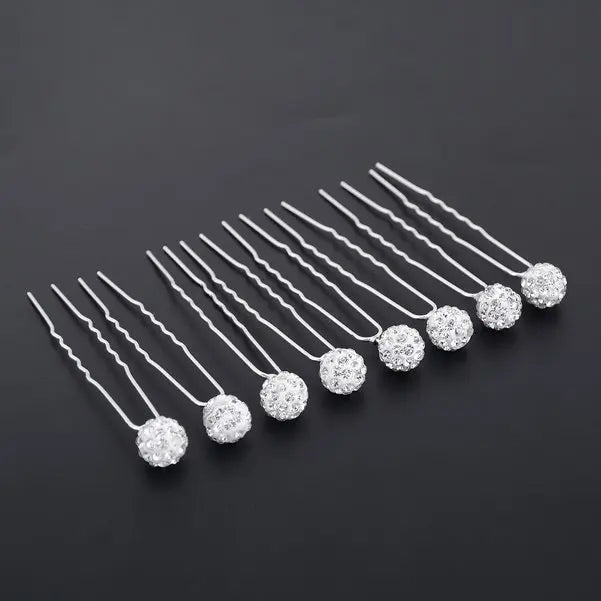 20Pcs Crystal Ball Wedding Hair Pins Clips Bridesmaid Jewelry