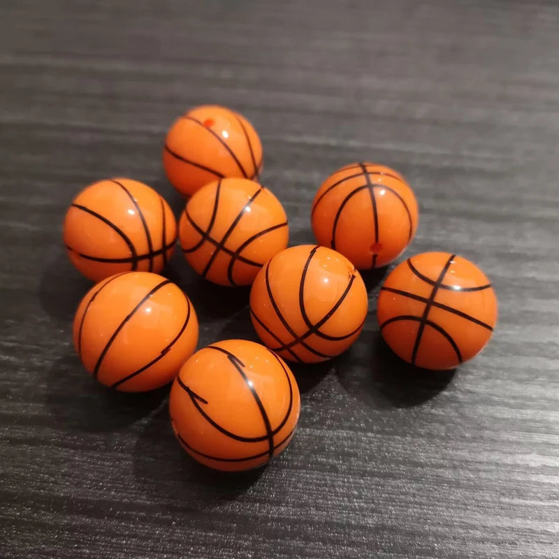 Acrylic Orange Solid Print Basketball Beads 20mm 100pcs/bag