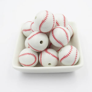 20mm Chunky Acrylic Baseball Ball Beads For Jewelry Making