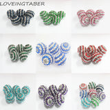 20mm 100pcs Silver Striped Resin Rhinestone Ball Beads For DIY