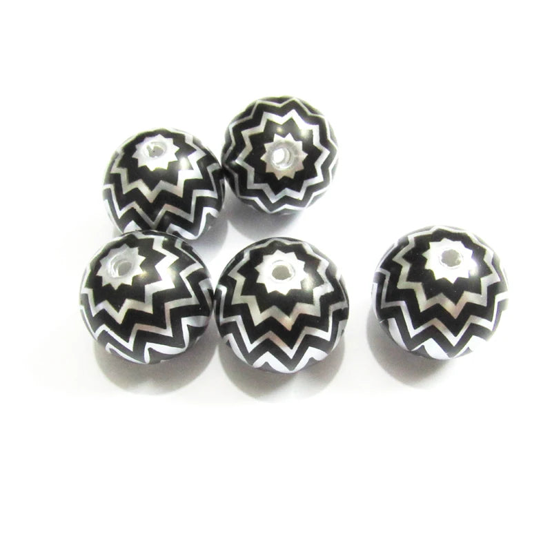 20mm 100pcs Acrylic Pearl Wave Stripe Beads Chunky Kids Necklace
