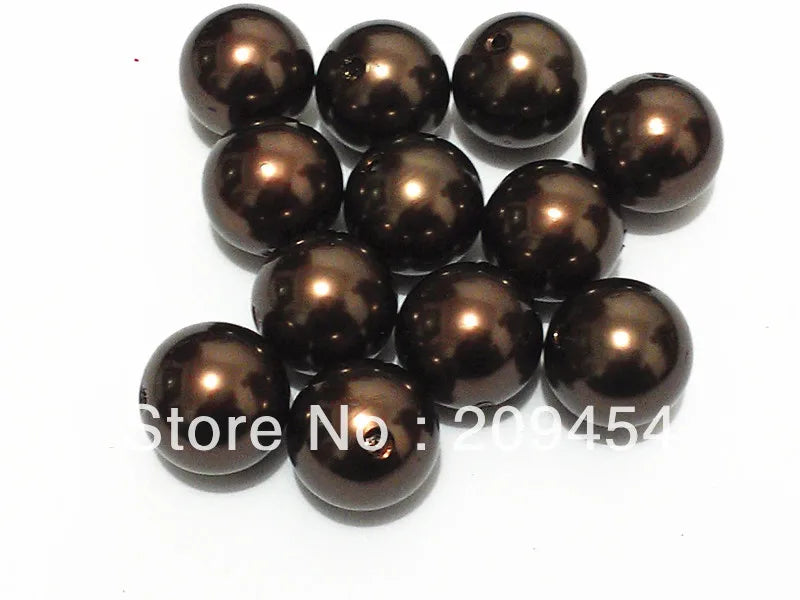 Coffee Chunky Round Pearl Acrylic Beads 100pcs