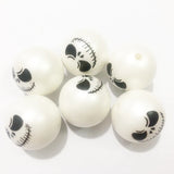 20mm 100pcs Matte Pearl Print Ghost Beads For Halloween