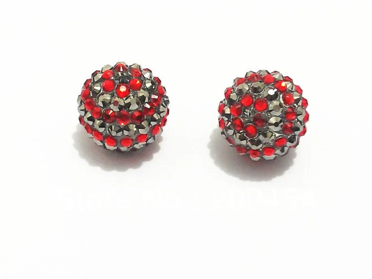 20mm 100pcs/lot Red Grey Striped Resin Rhinestone Ball Beads Kids Jewelry Making